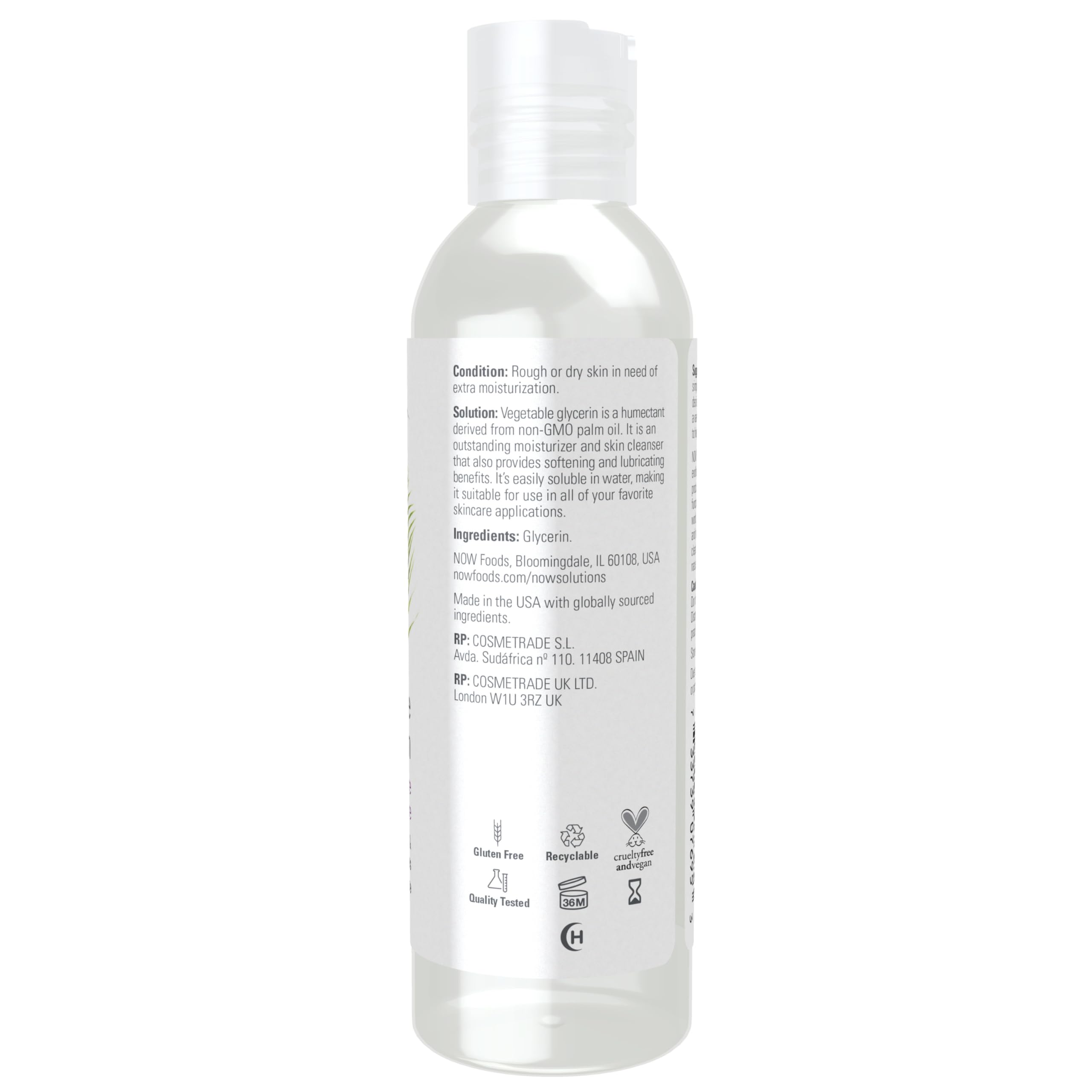 NOW Solutions glicerina vegetal: etiqueta de calidad NOW