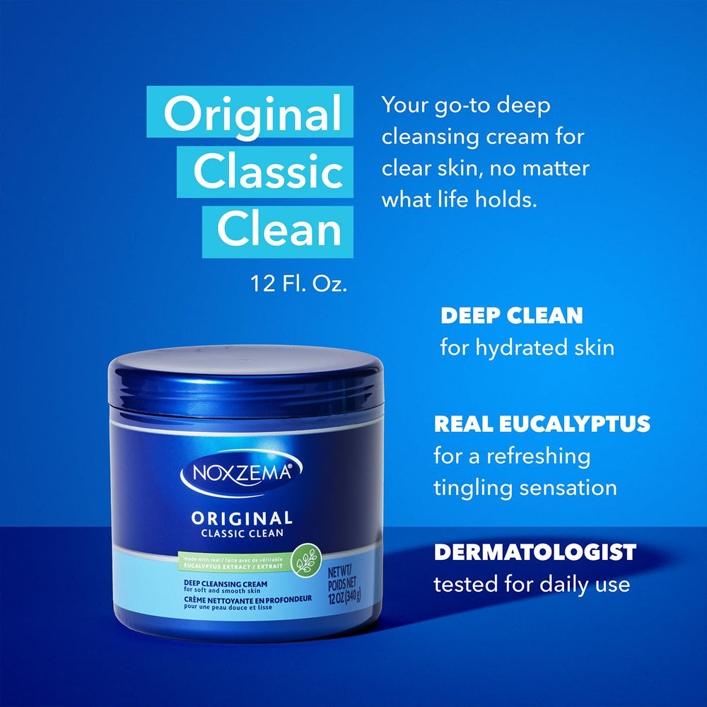 Dermatologist-tested Noxzema badge indicating suitability for many skin types.