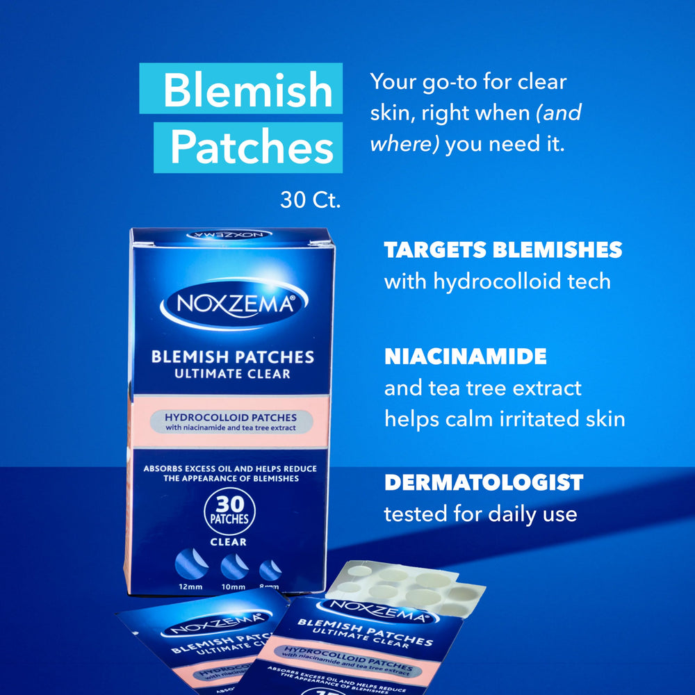 Noxzema Ultimate Clear Blemish Patches dispensing from package for targeted treatment