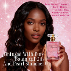 Glossy finish achieved with NP NATURES PHILOSOPHY fragrance spray on hair.