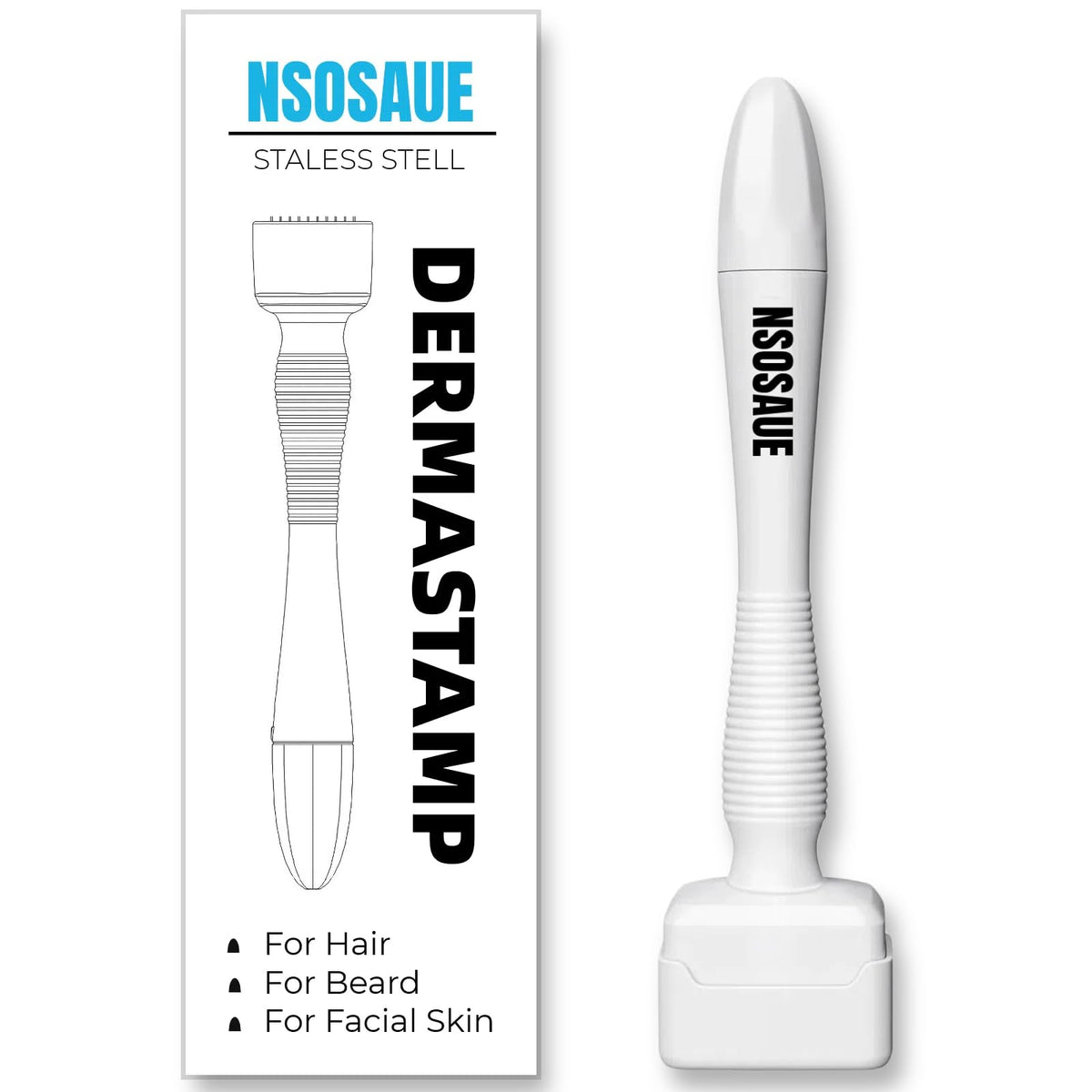 NSOSAUE Dermastamp for hair and beard tool with portable anti-slip grip.