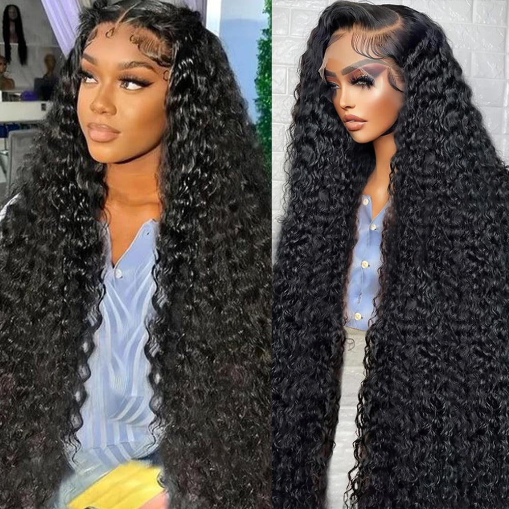 Nsvnsv 30 inch deep wave lace front wig with natural hairline and full density.