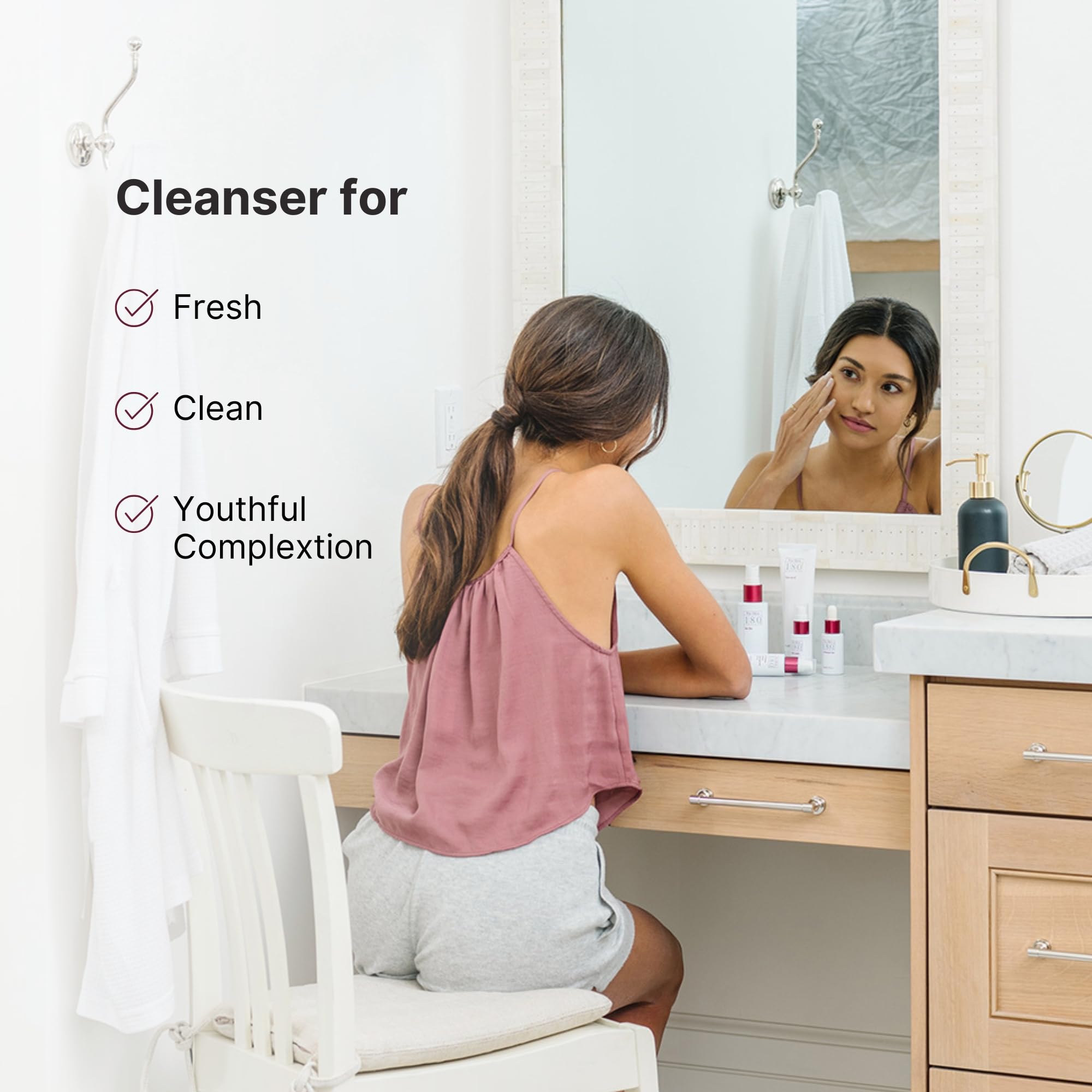 Nu Skin 180° Face Wash being applied to the face in a routine