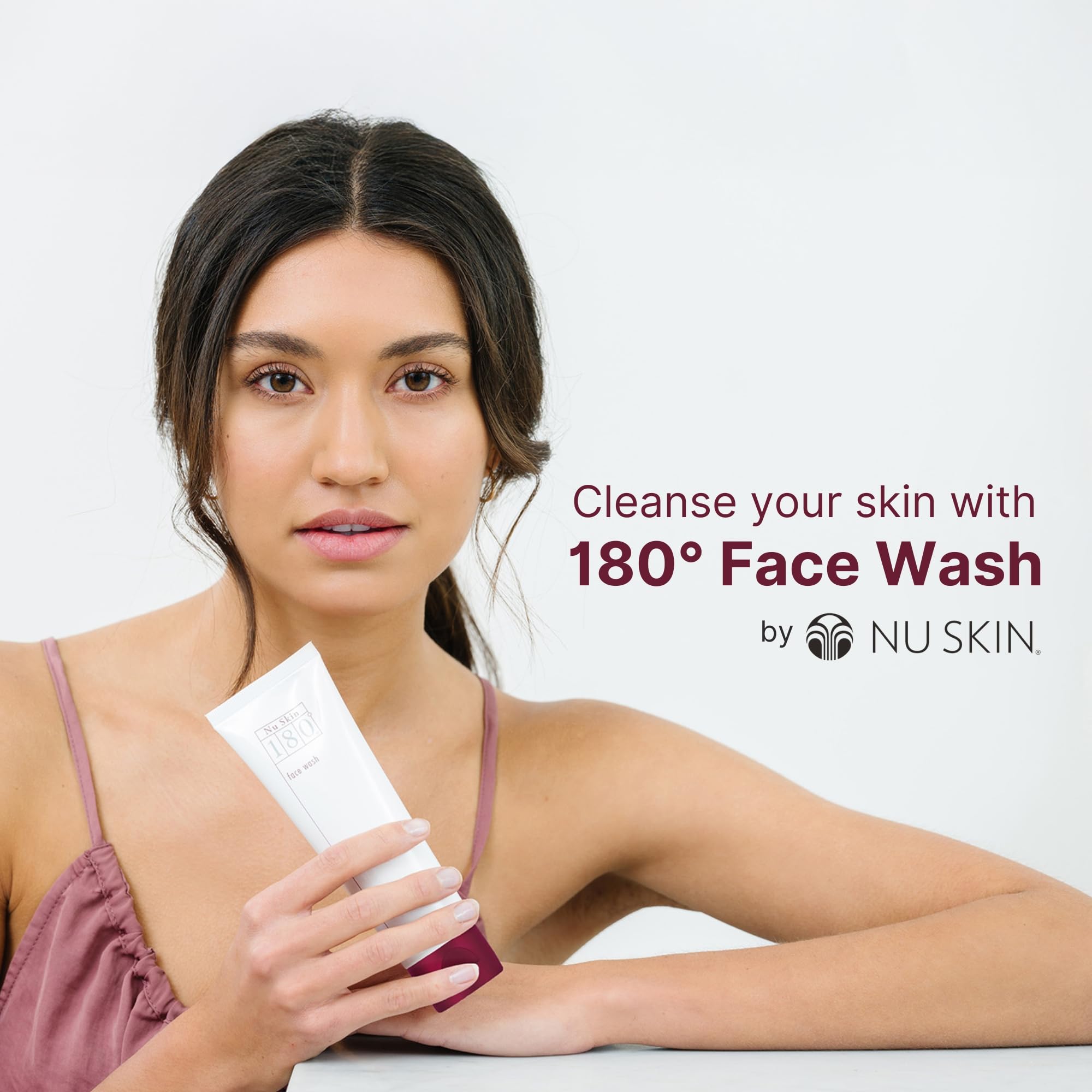 Nu Skin 180° Face Wash pump action demonstrating easy dispensing