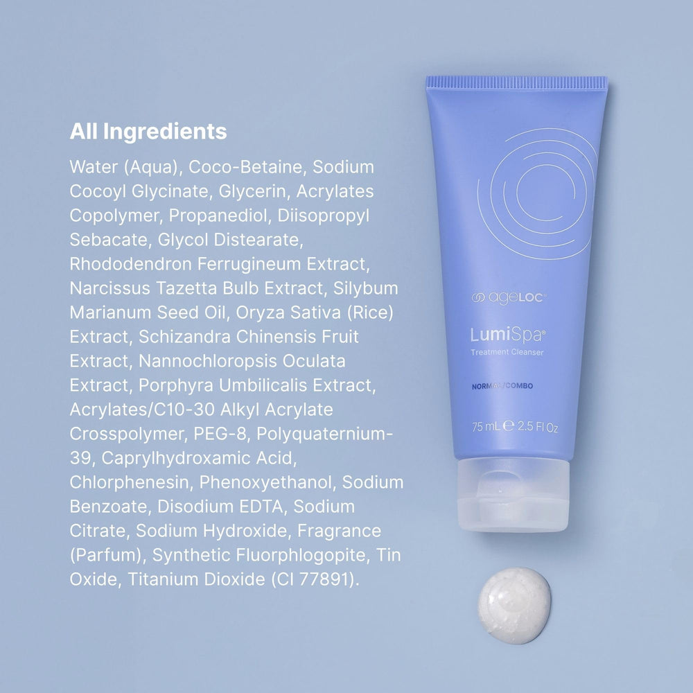 Nu Skin ageLOC LumiSpa cleanser packaging close-up signals premium skincare experience.