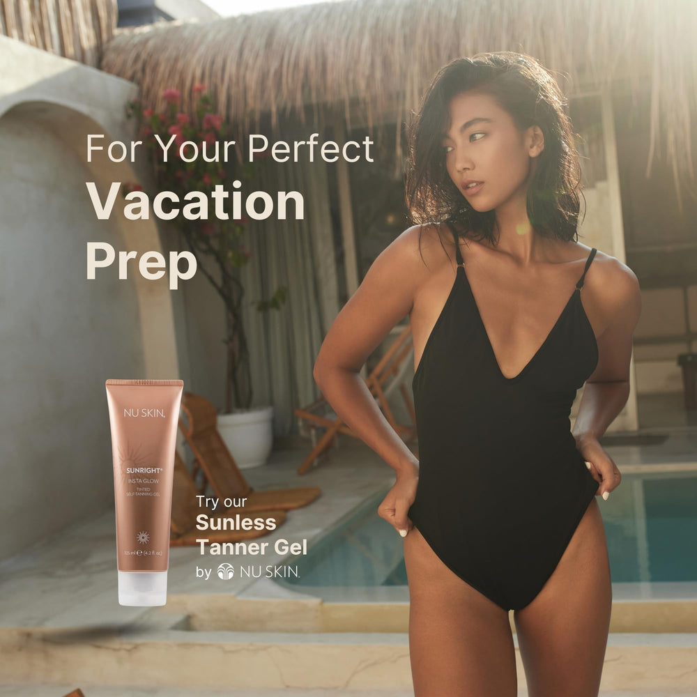 Nu Skin Sunright Insta Glow 4.2 oz packaging highlight for travel
