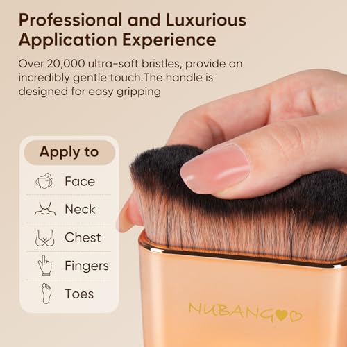 Nubangoo Kabuki Powder Blending Brush creates even texture for natural looks.