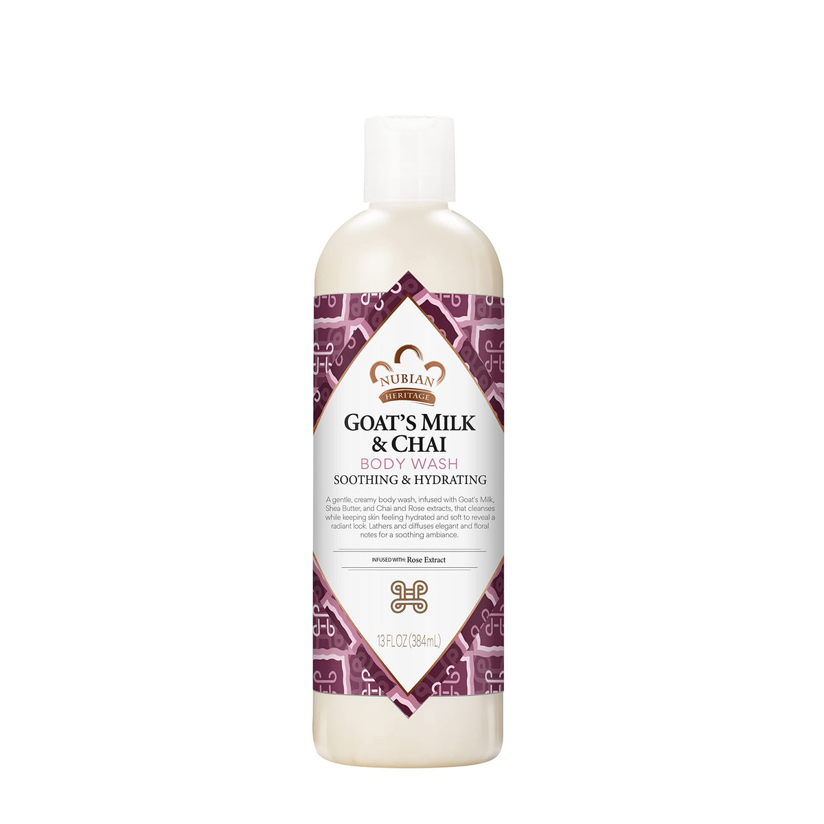 Nubian Heritage botella de leche de cabra y chai para ducha suave.