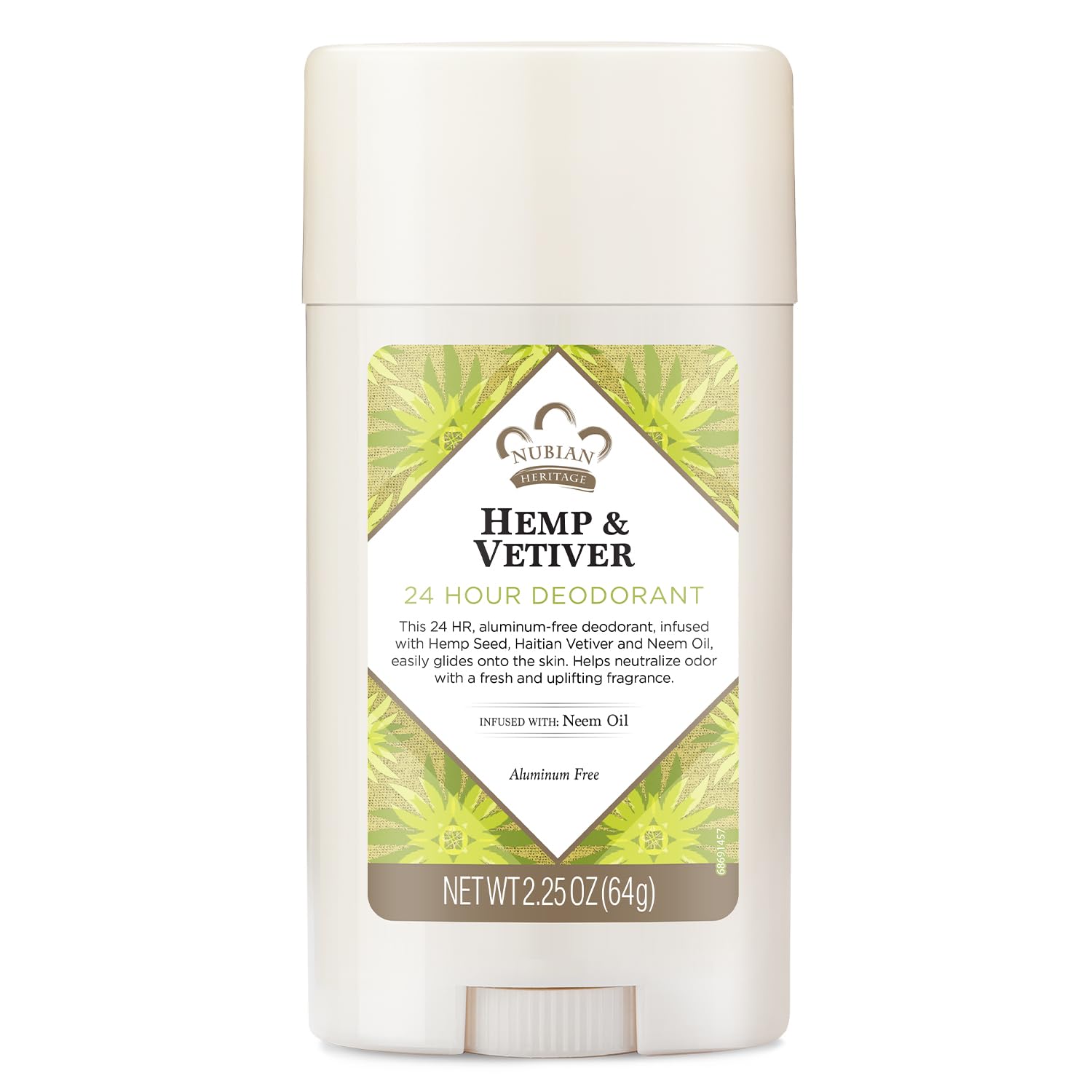 Nubian Heritage desodorante Indian Hemp Vetiver: bote elegante con protección duradera sin aluminio