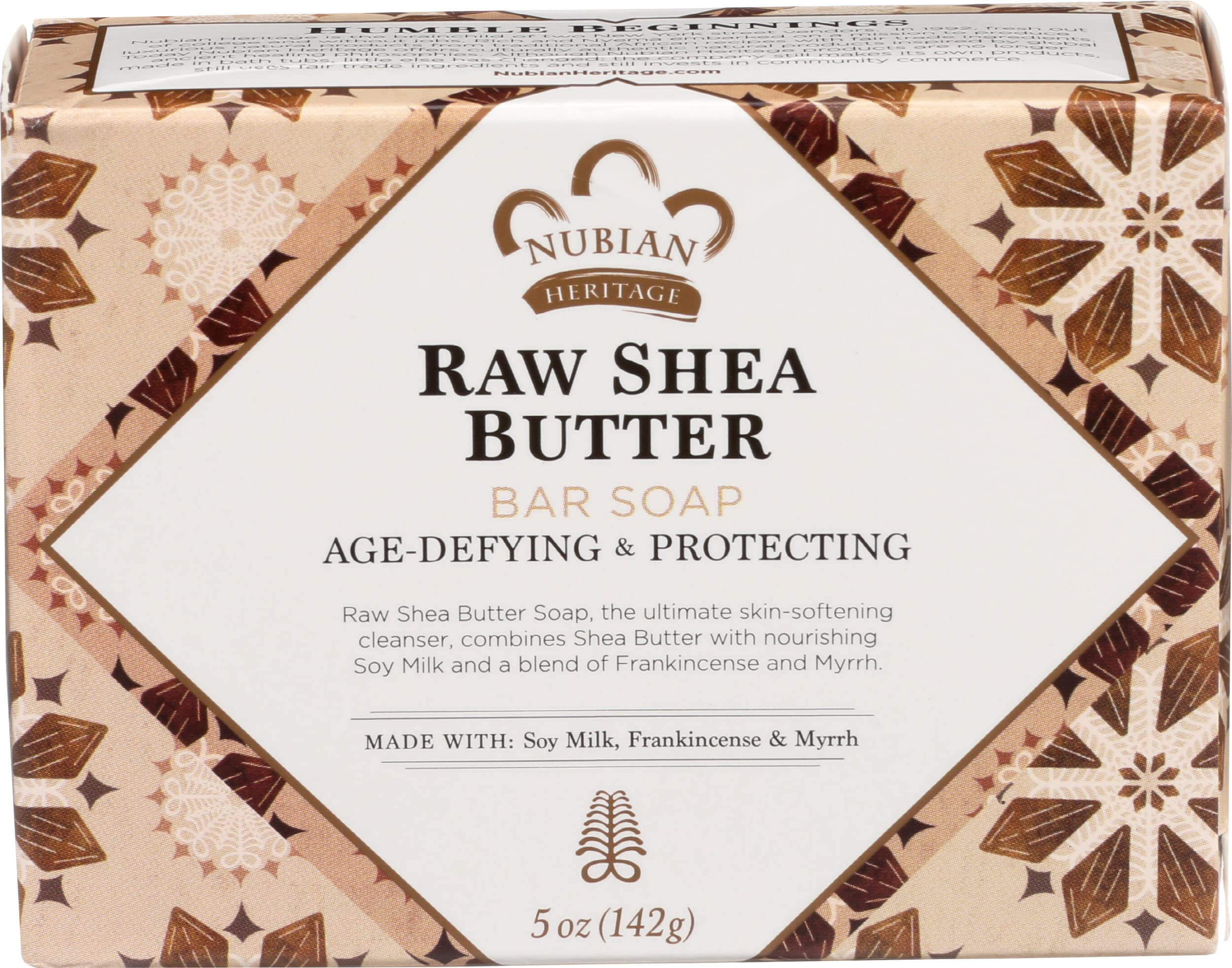 Nubian Heritage raw shea butter bar soap side view highlighting rich lather.