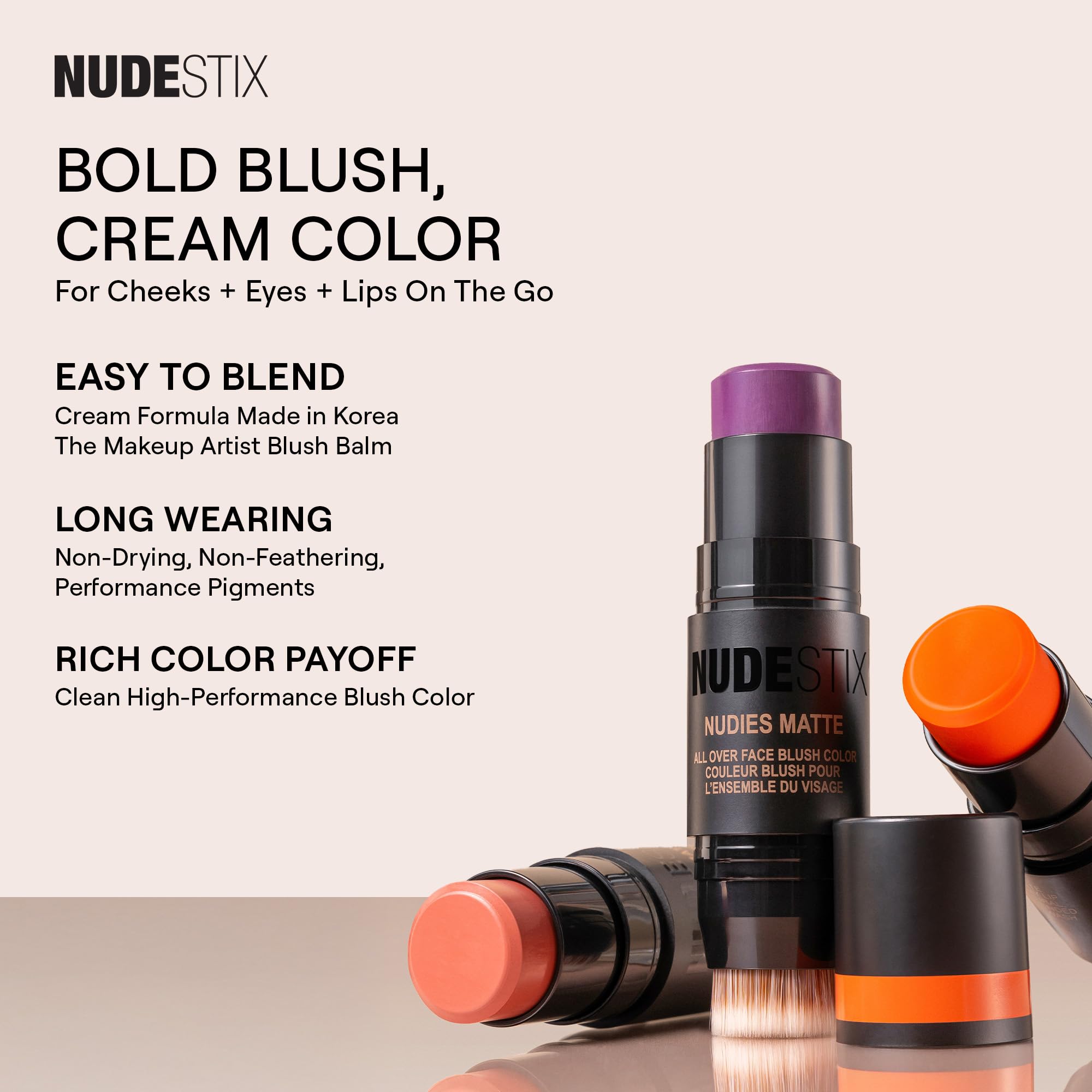 Nudestix Nudies Blush Stick tono Cherie para rubor nude-rosado