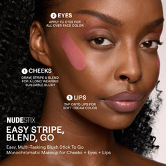 Nudestix Nudies Blush Stick brocha integrada facilita difuminar al instante
