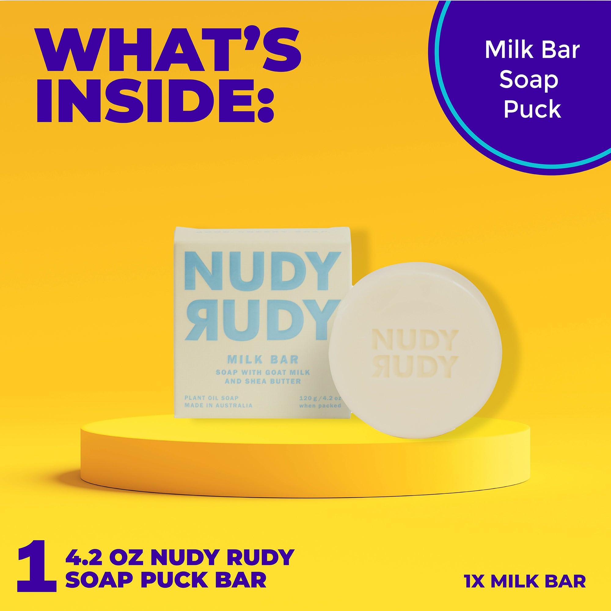 Nudy Rudy Goat Milk Soap for shower use with clean rinse.