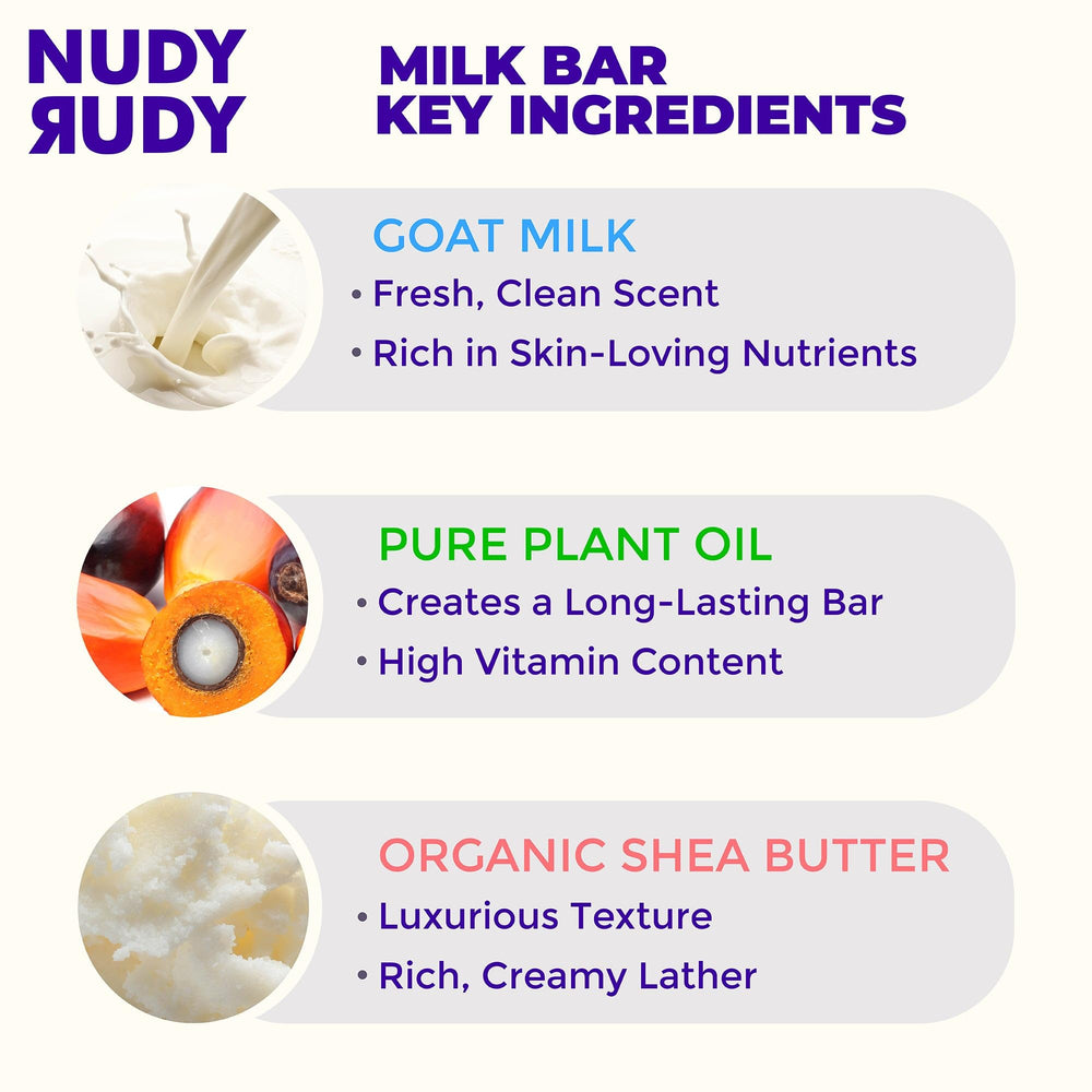 Nudy Rudy Triple Milled Soap delivers a rich, creamy cleanse.