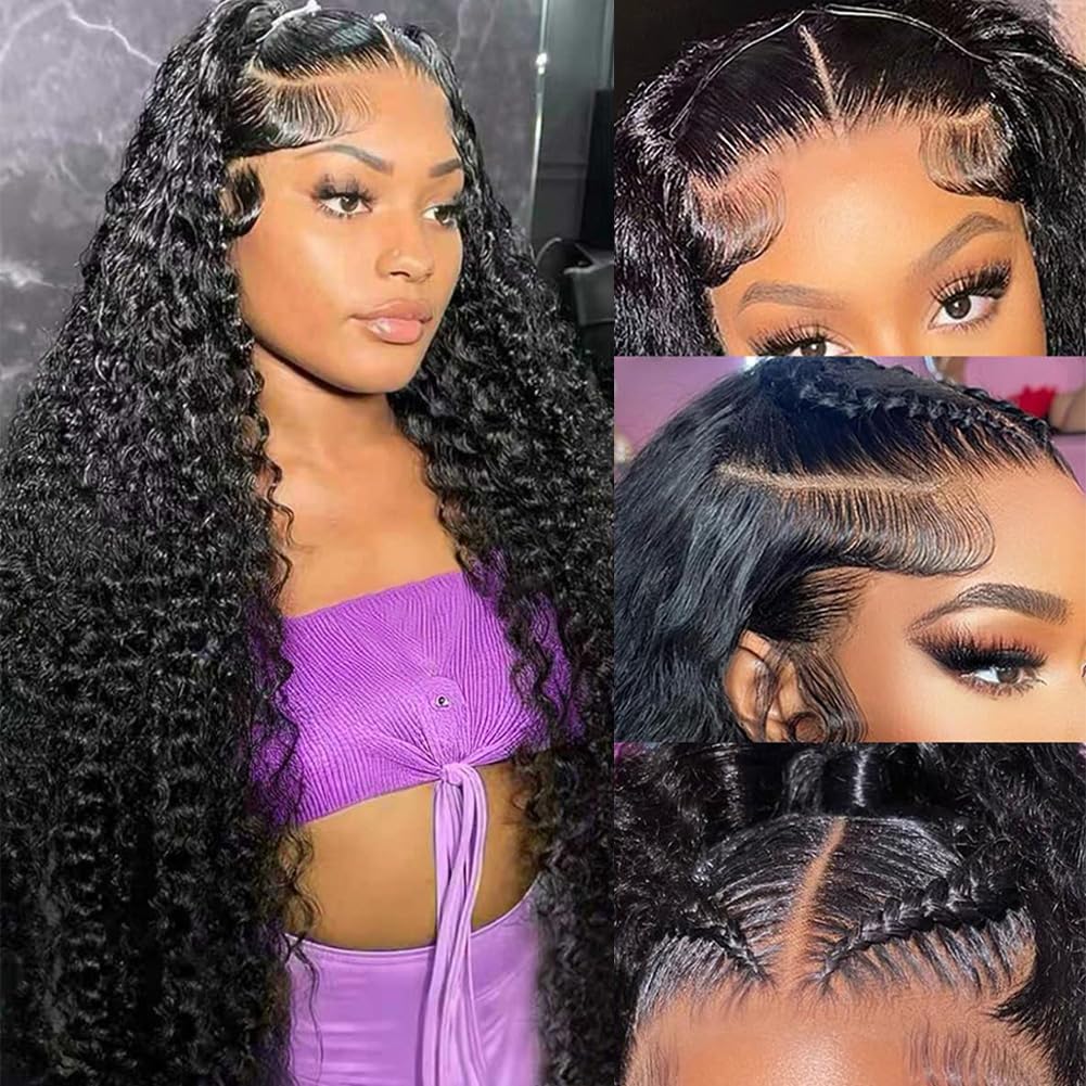 NUEAHWO 32-inch water wave lace front wig with natural look for daily wear.
