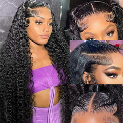 NUEAHWO 32-inch water wave lace front wig with natural look for daily wear.