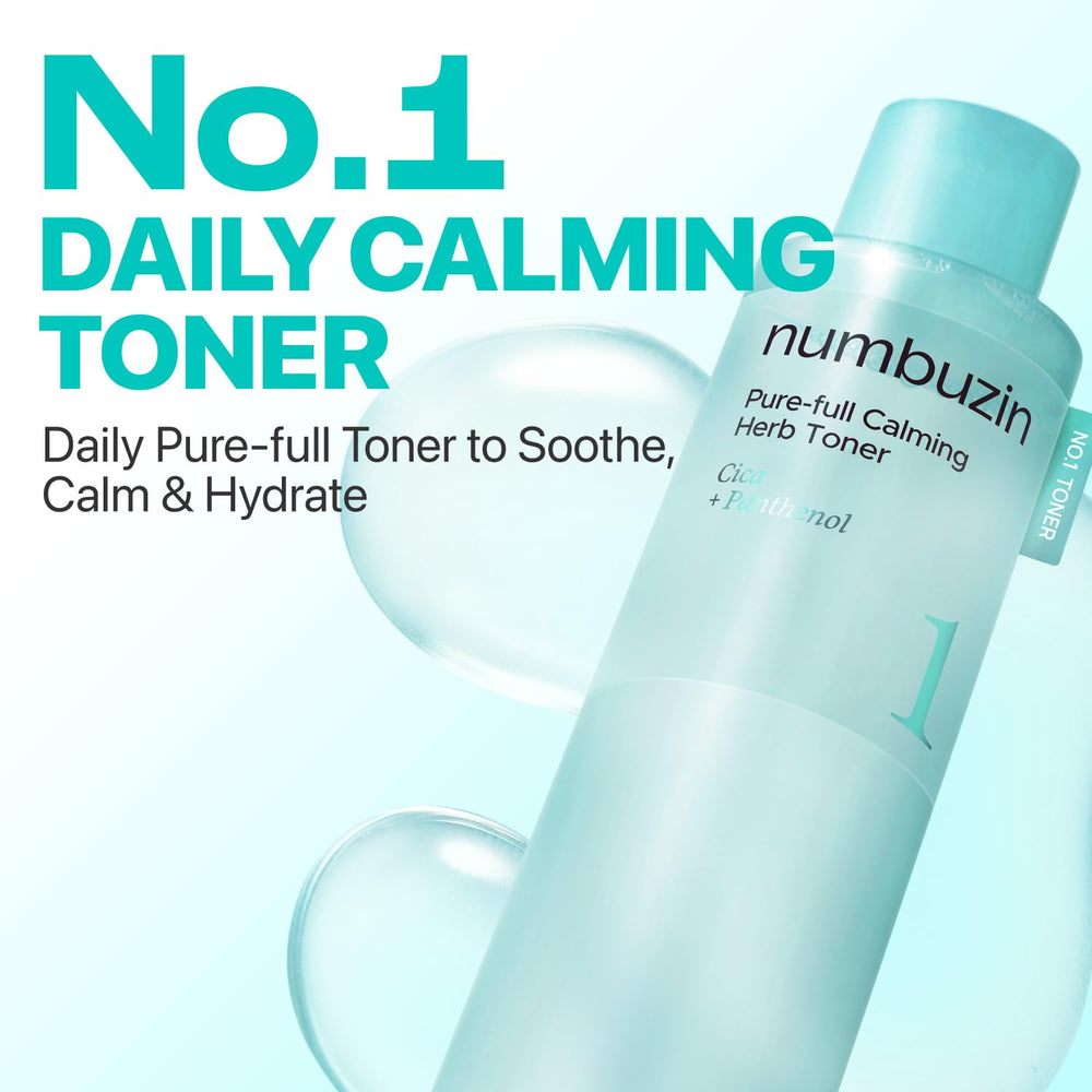 Etiqueta frontal de Numbuzin No.1 Toner, ideal para cuidado diario suave.