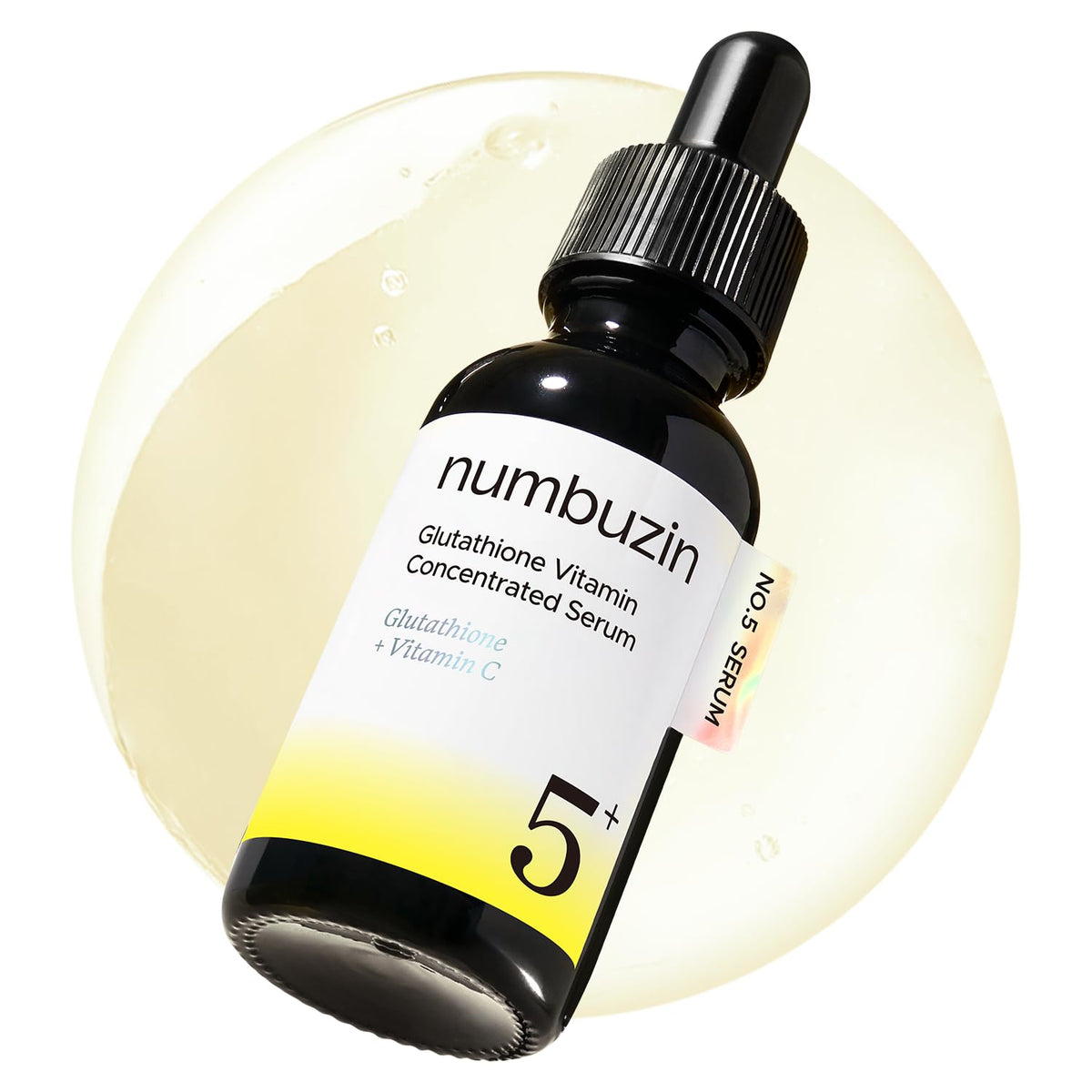 Numbuzin No.5 serum bottle close-up highlighting premium packaging for daily use