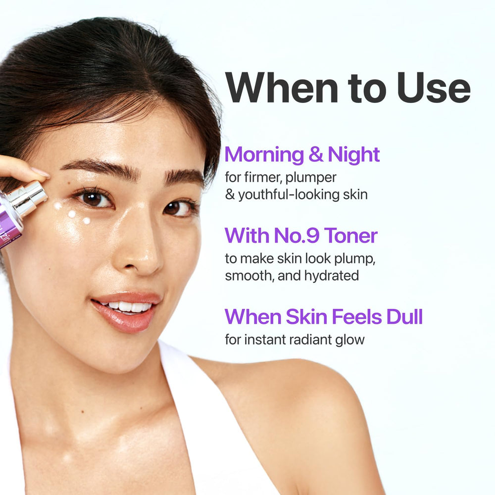 No.9 serum ingredients image featuring NAD+ and peptides