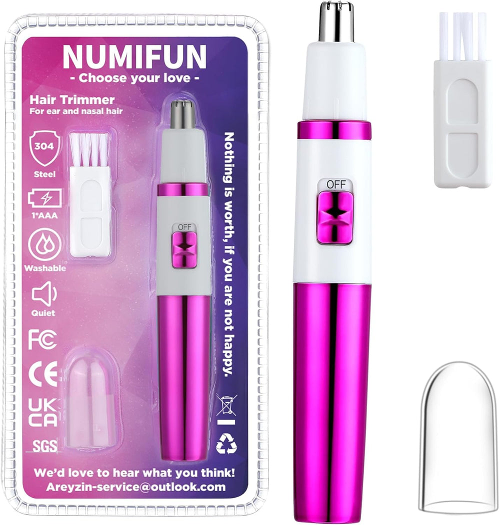 NUMIFUN ear and nose trimmer front view, portable for on-the-go grooming