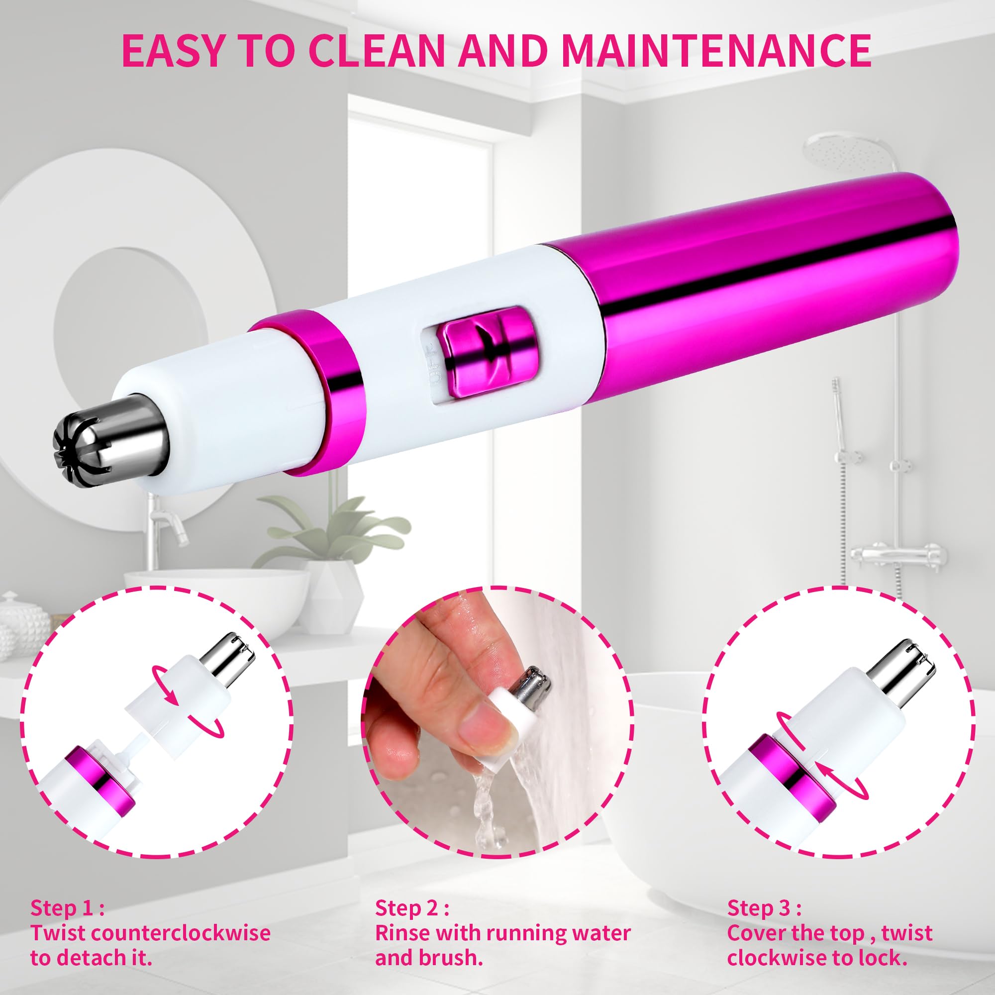 NUMIFUN waterproof nose trimmer with washable head for quick rinsing