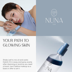 NUNA Niacinamide brightening mist helps even tone and refine texture.