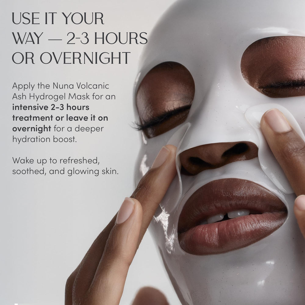 NUNA Volcanic Ash Hydrogel Mask texture close-up, smooth hydrating gel surface