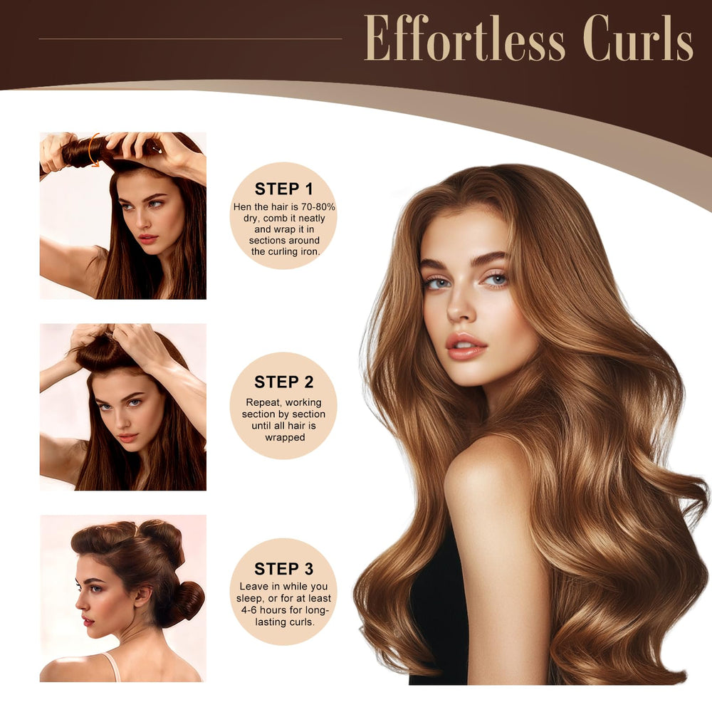 Nunflue heatless curlers close-up show gentle, frizz-free styling.