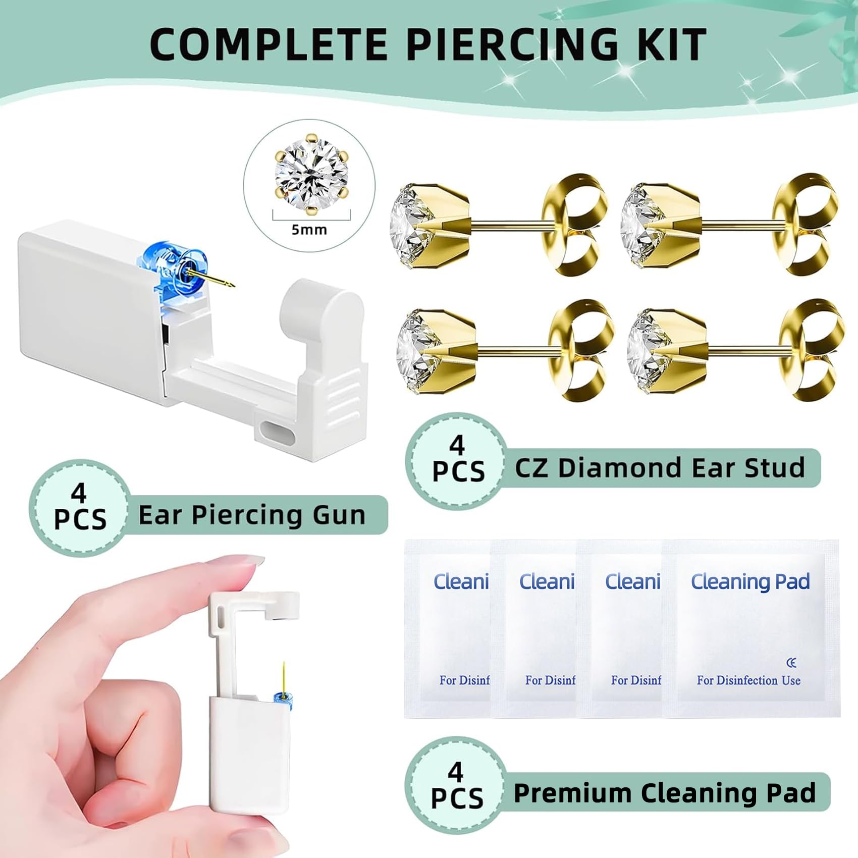 Nunpag at-home piercing steps image demonstrating simple use.