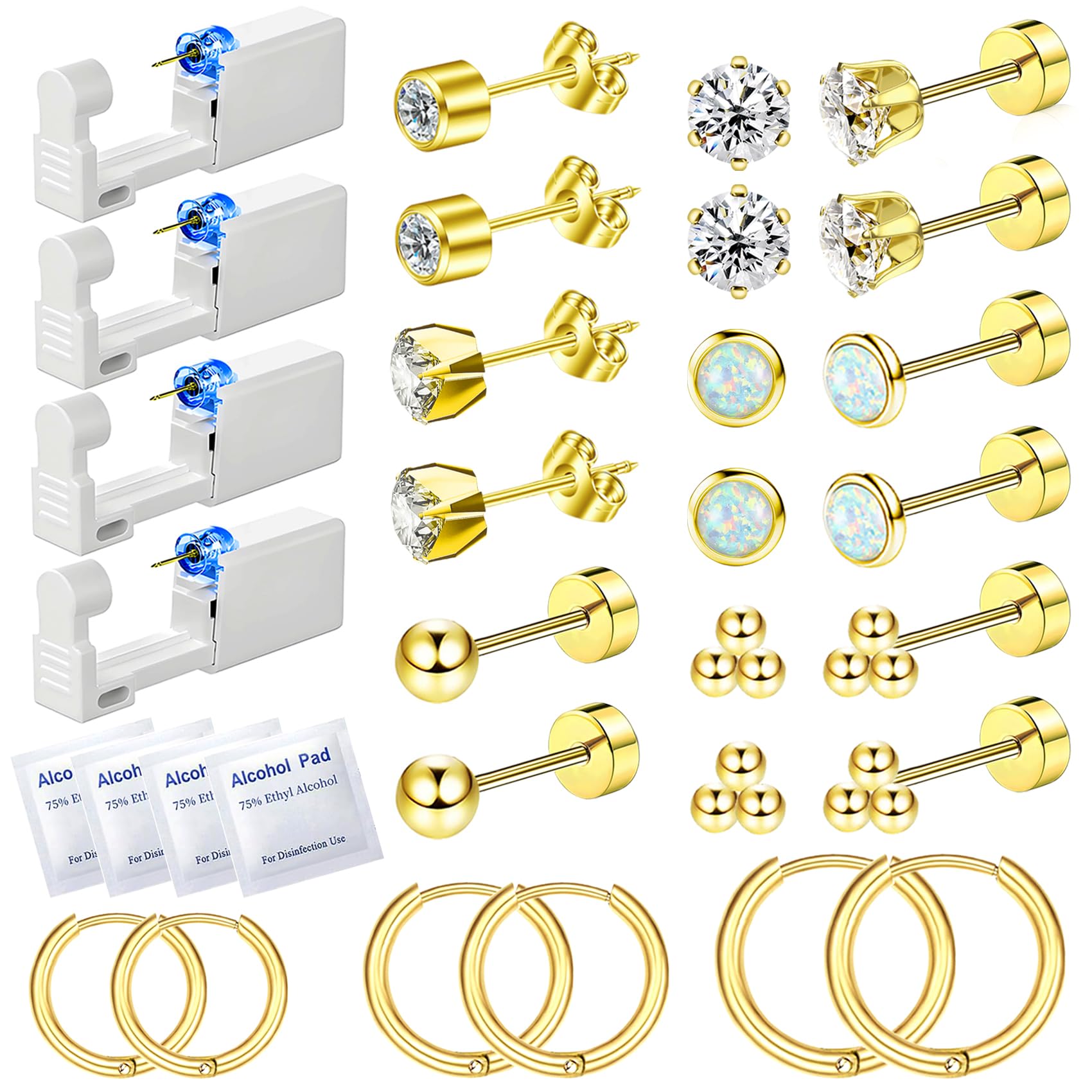 Nunpag kit oreja 26 piezas facilita un piercing limpio y seguro.