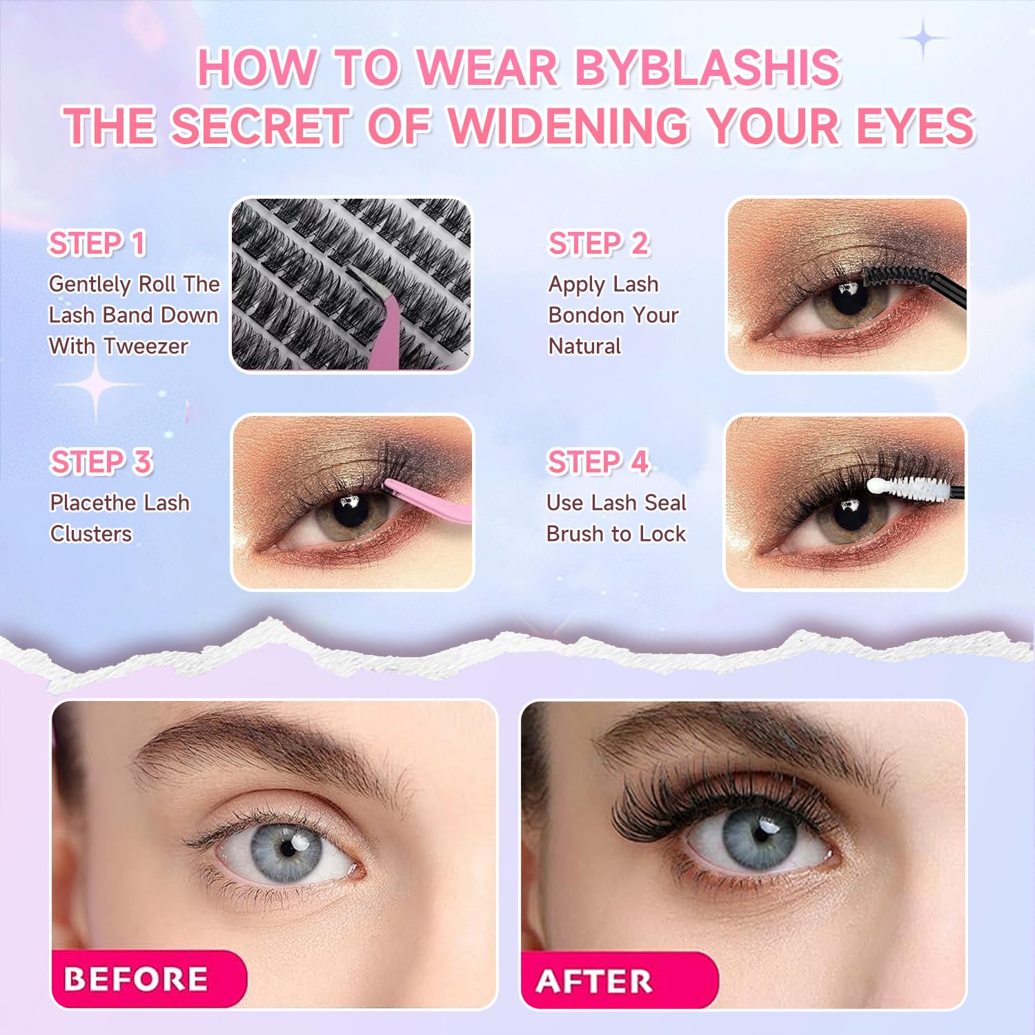Nuonuole 8-16mm lash clusters for versatile daily and evening looks.