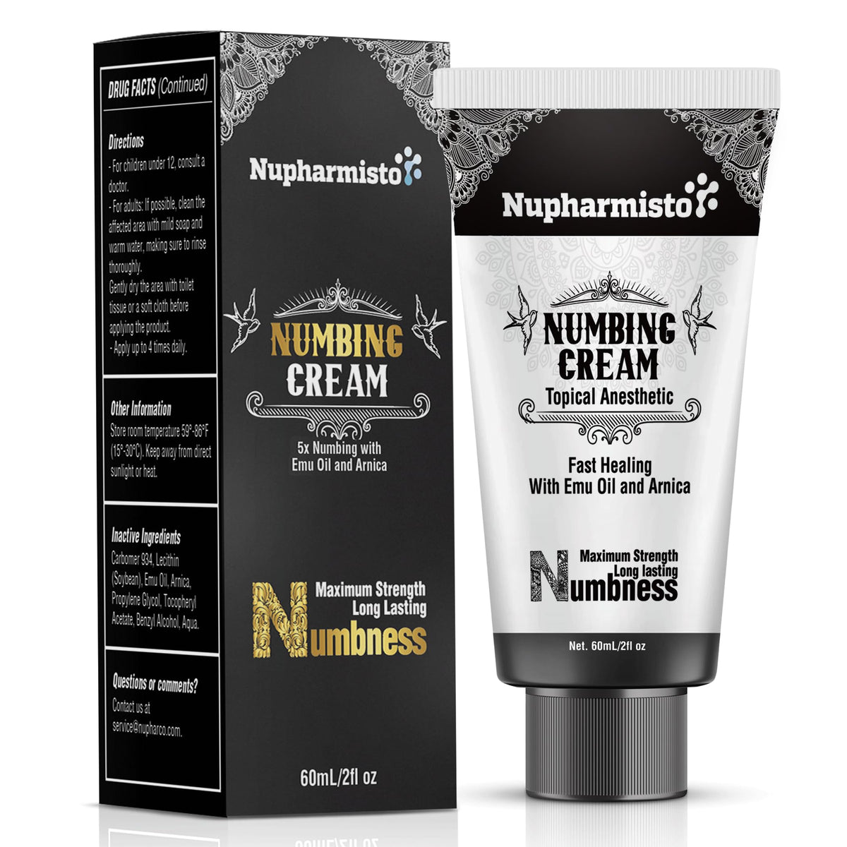 Nupharmco Crema Adormecedora 60ml: bote visible, alivio localizado y uso cómodo.