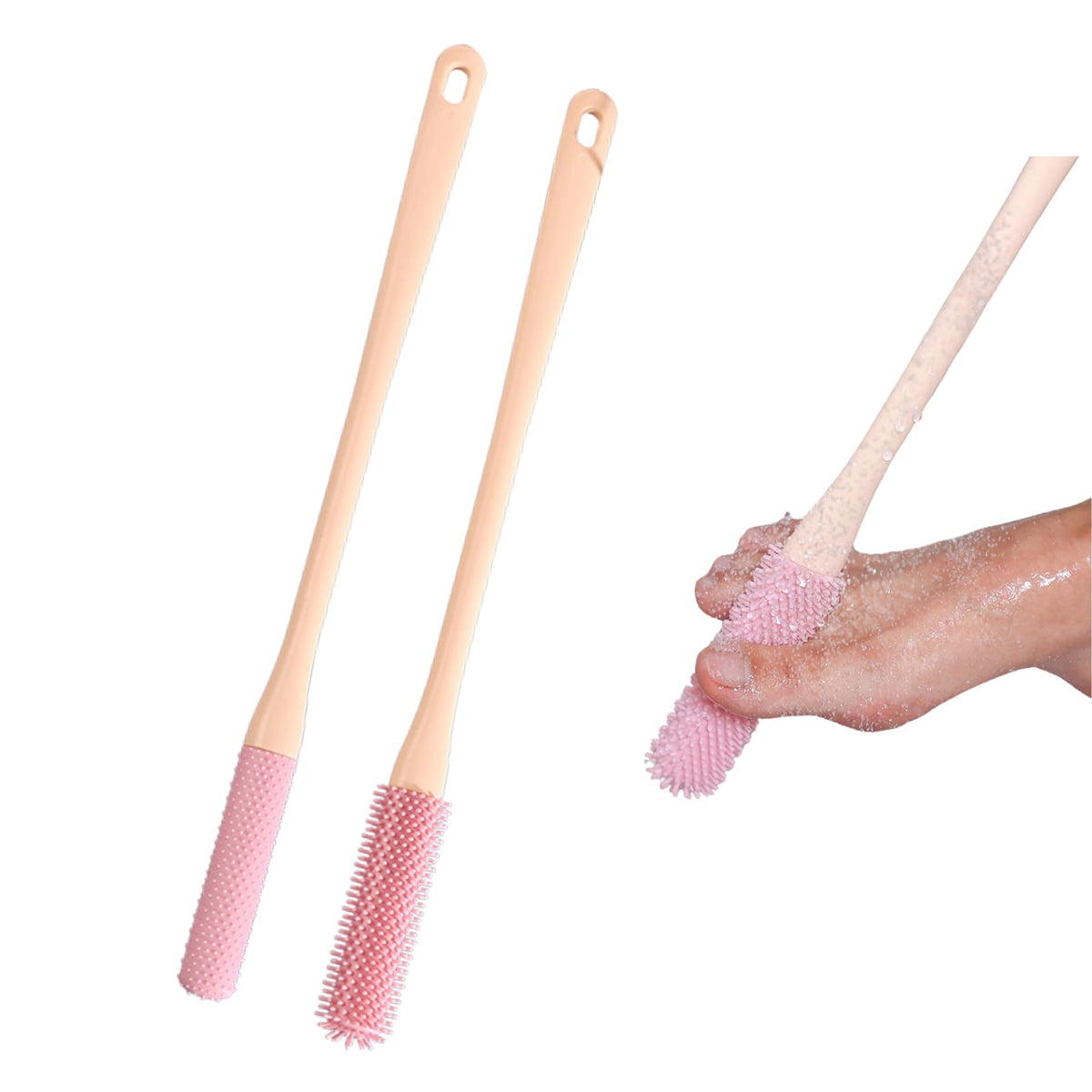 Nurlypop cepillo limpieza dedos pies con mango largo para ducha, uso cómodo