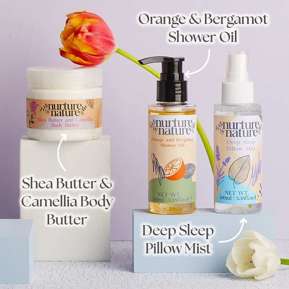 Nurture by Nature New Mom Set body butter for nourishing, soft skin.