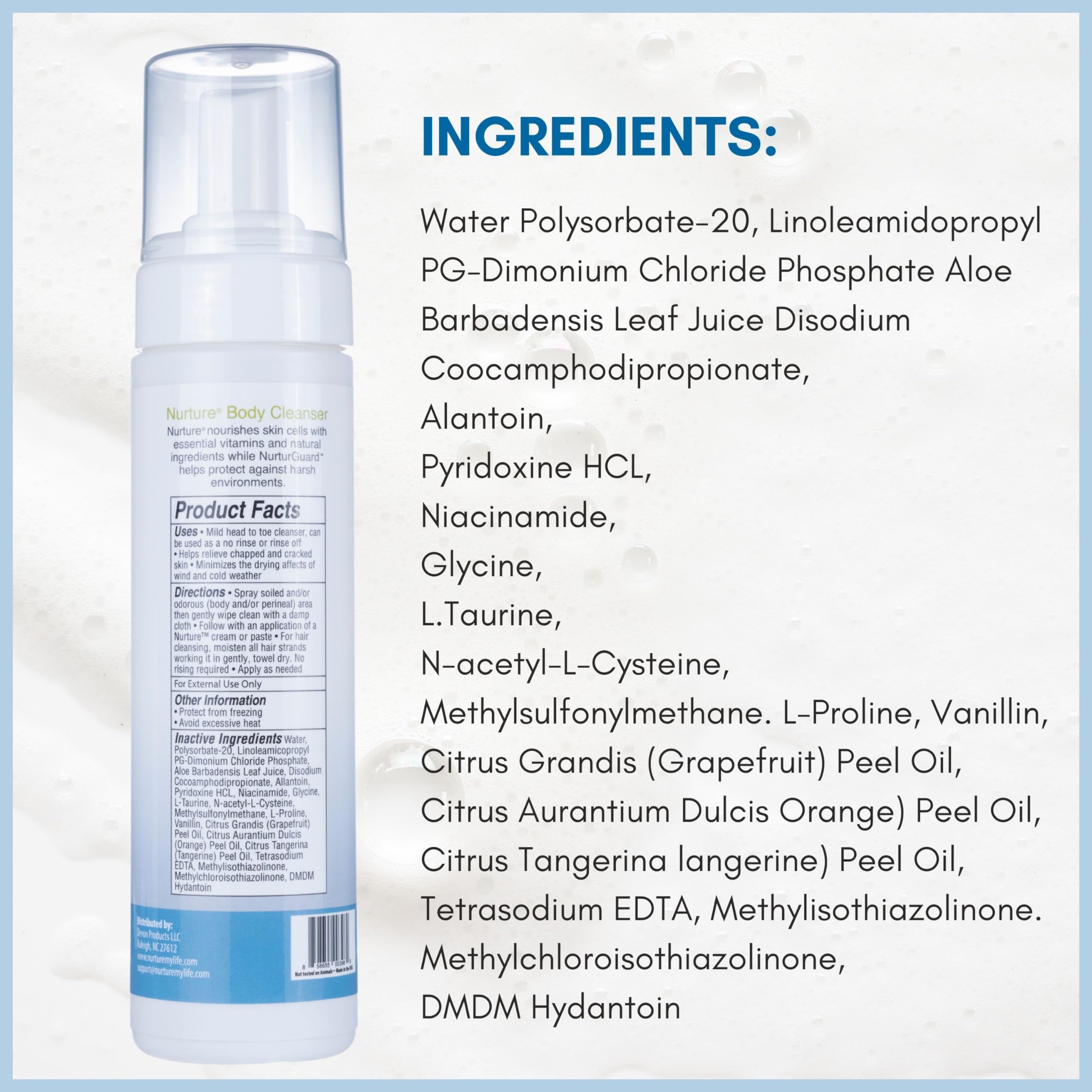 Nurture Valley post-surgery refresh cleanse without water
