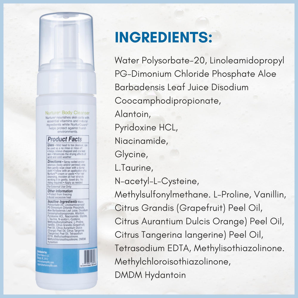 Nurture Valley post-surgery refresh cleanse without water