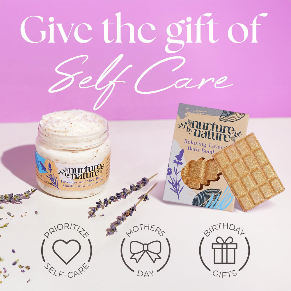 Nurture by Nature Botanicals presentation gift hamper conveys thoughtful pampering gift.