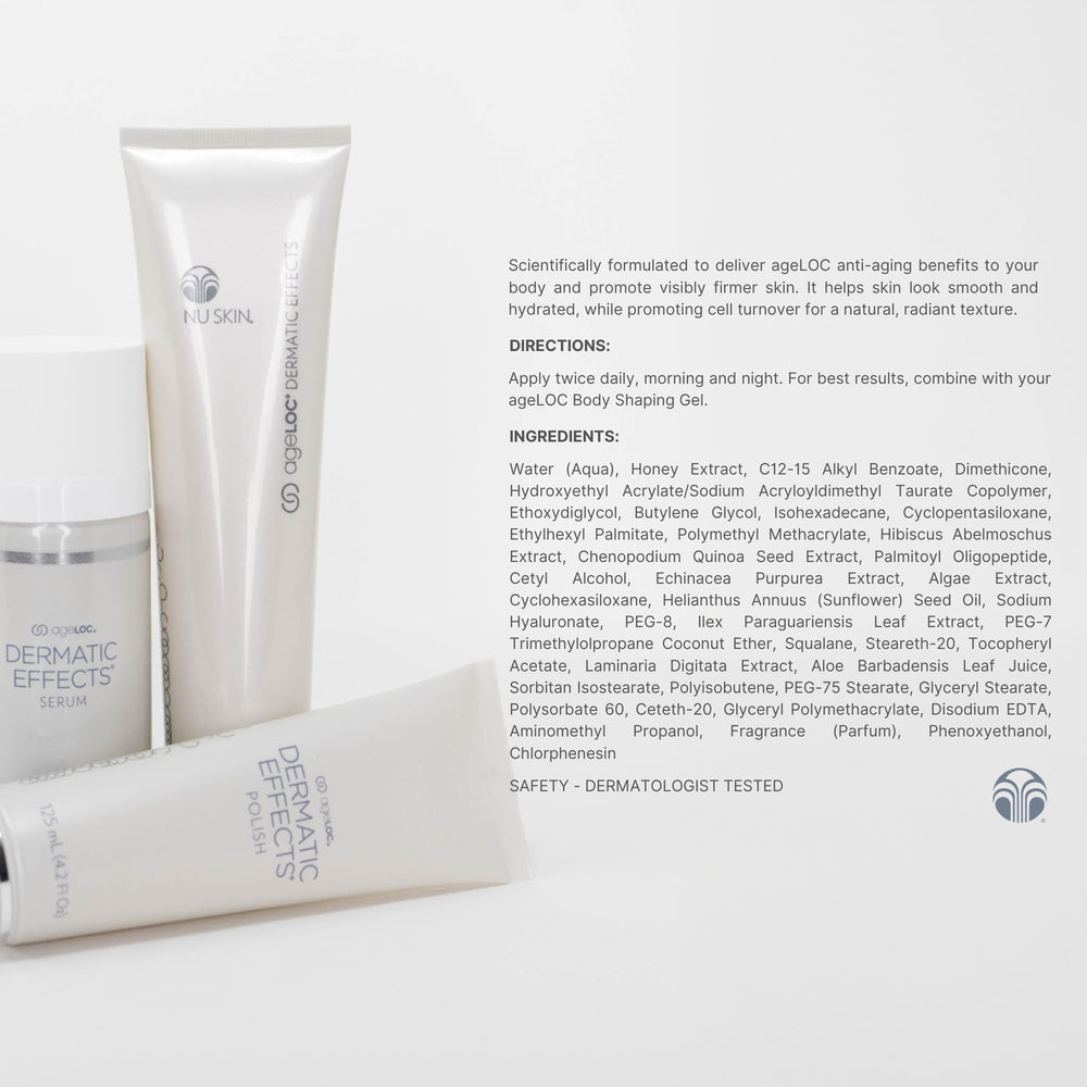 Nu Skin ageLOC Dermatic Effects texture close-up shows a smooth, rich cream