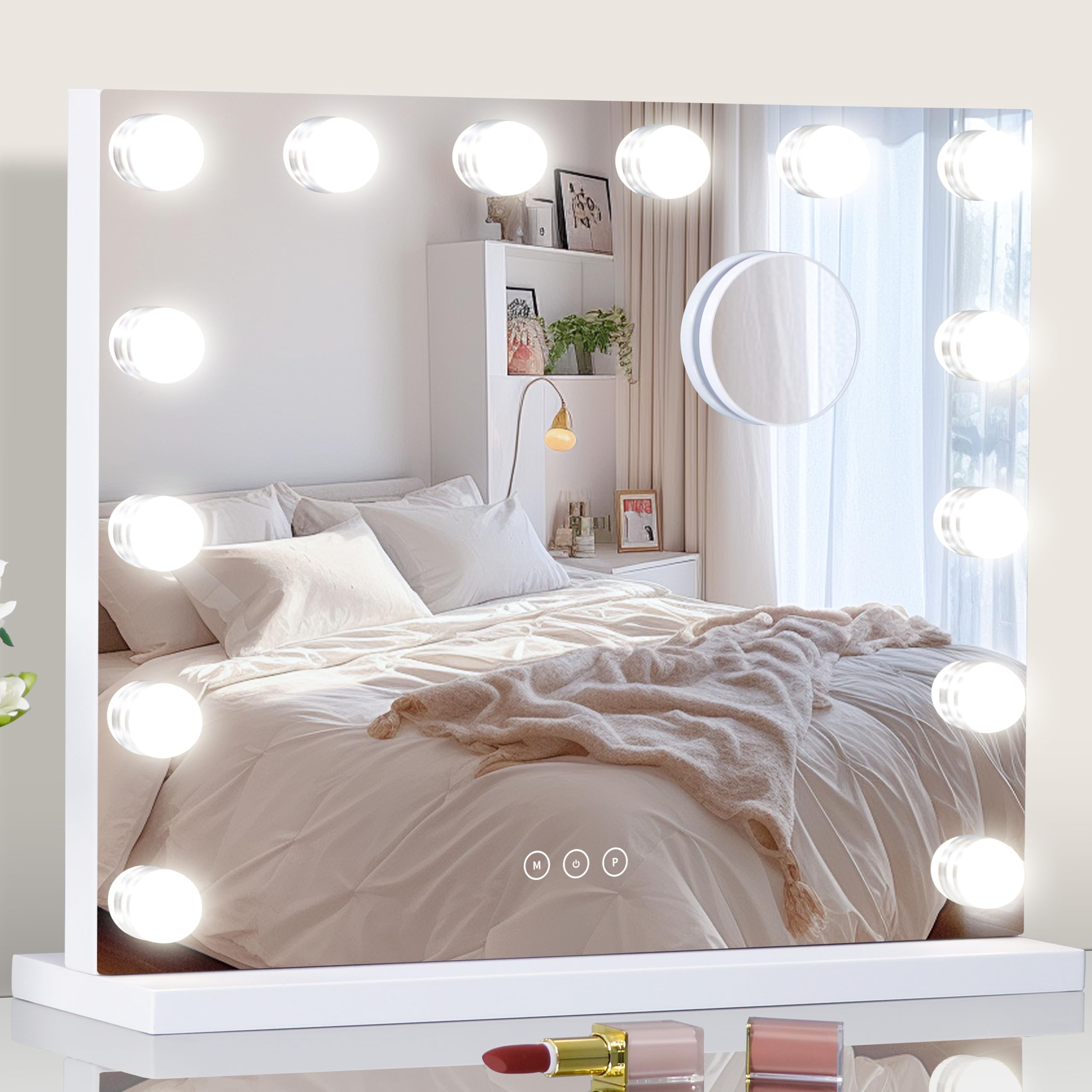 NUSVAN vanity mirror full view with lights for complete makeup routine.