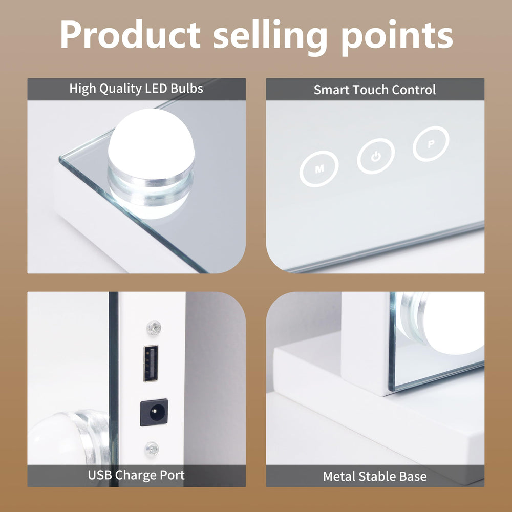 NUSVAN vanity mirror sturdy metal frame design for durability.