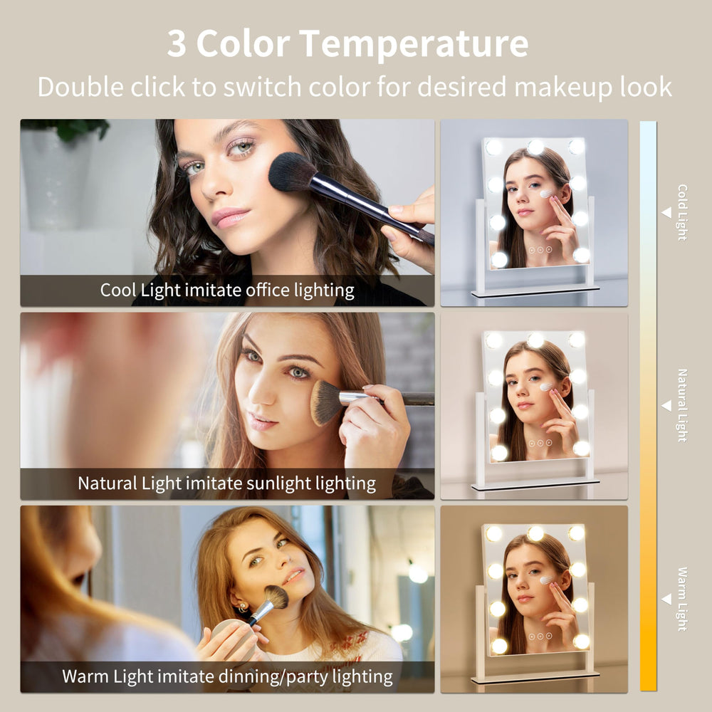 NUSVAN vanity mirror with lights three color modes for different makeup looks