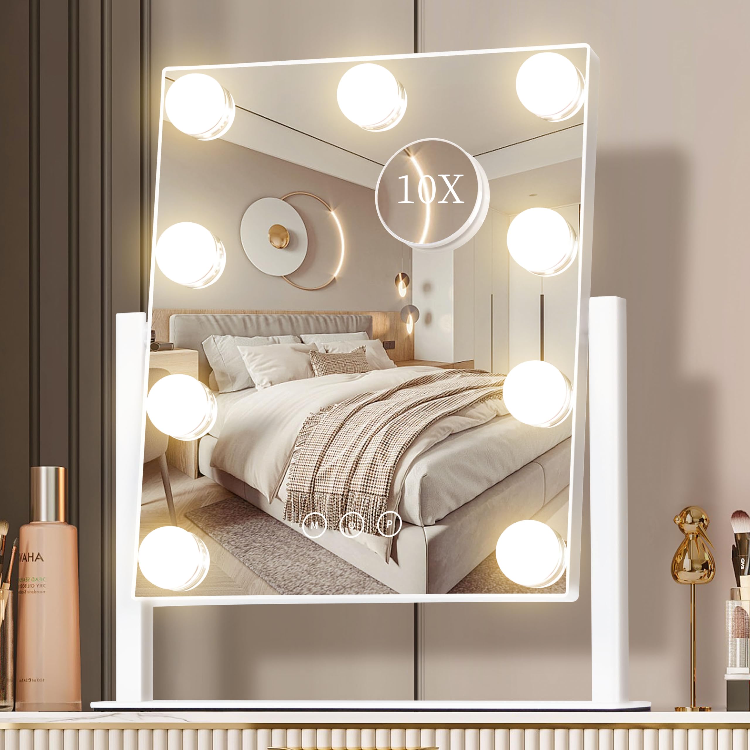 NUSVAN vanity mirror with lights front view showing even illumination