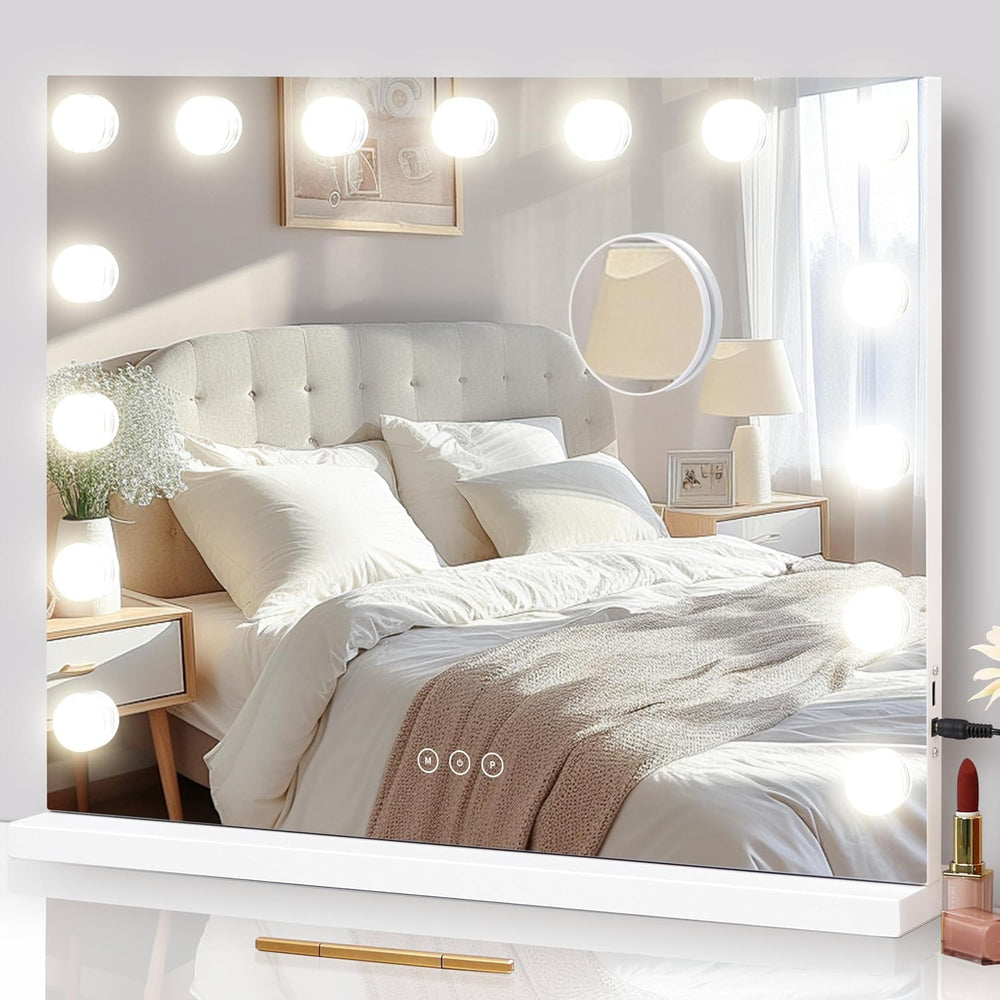 NUSVAN vanity mirror with lights showing clear makeup lighting