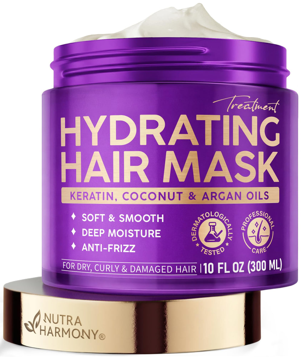 NutraHarmony envase de mascarilla hidratante, enfoque en el envase.
