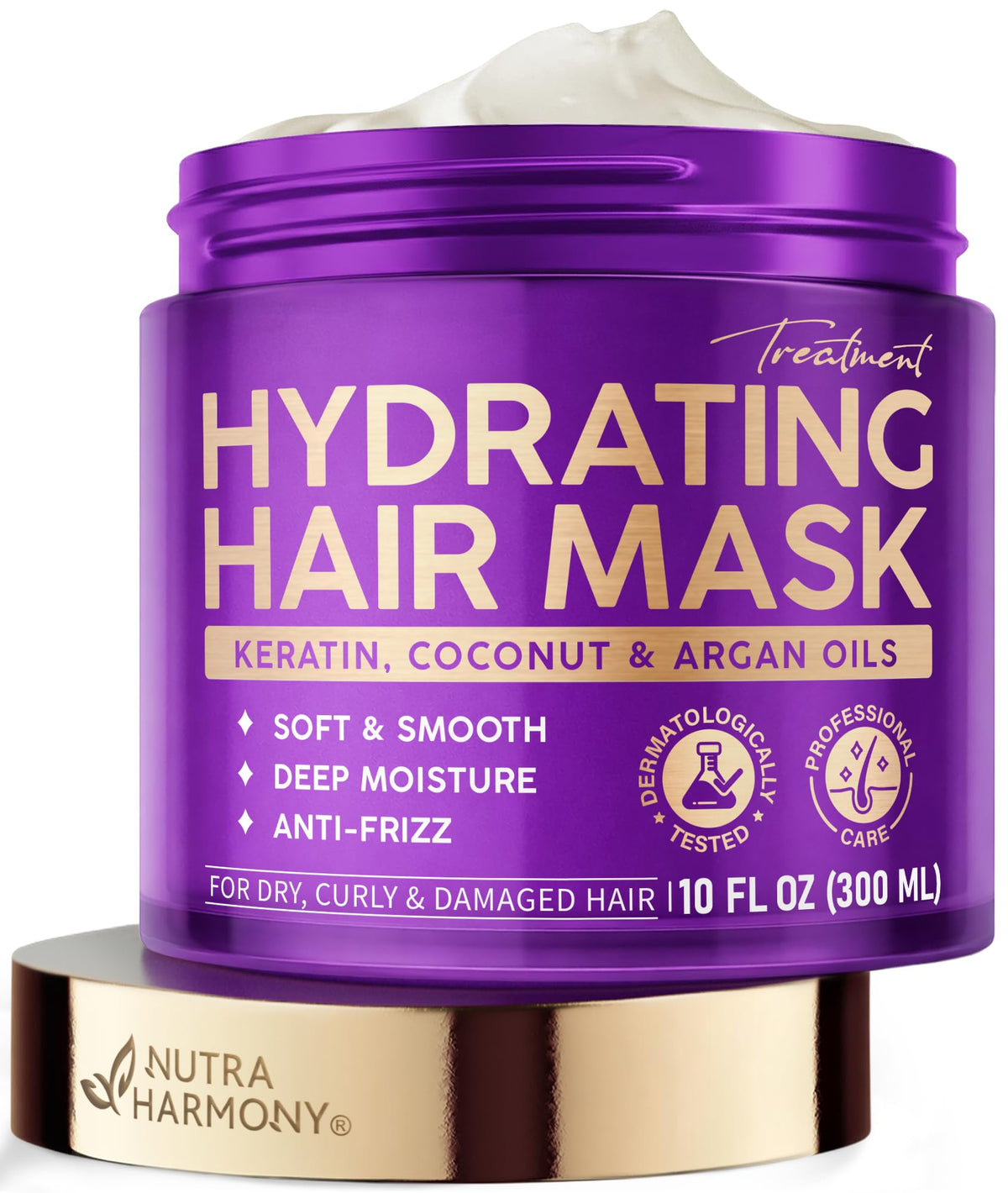 NutraHarmony envase de mascarilla hidratante, enfoque en el envase.