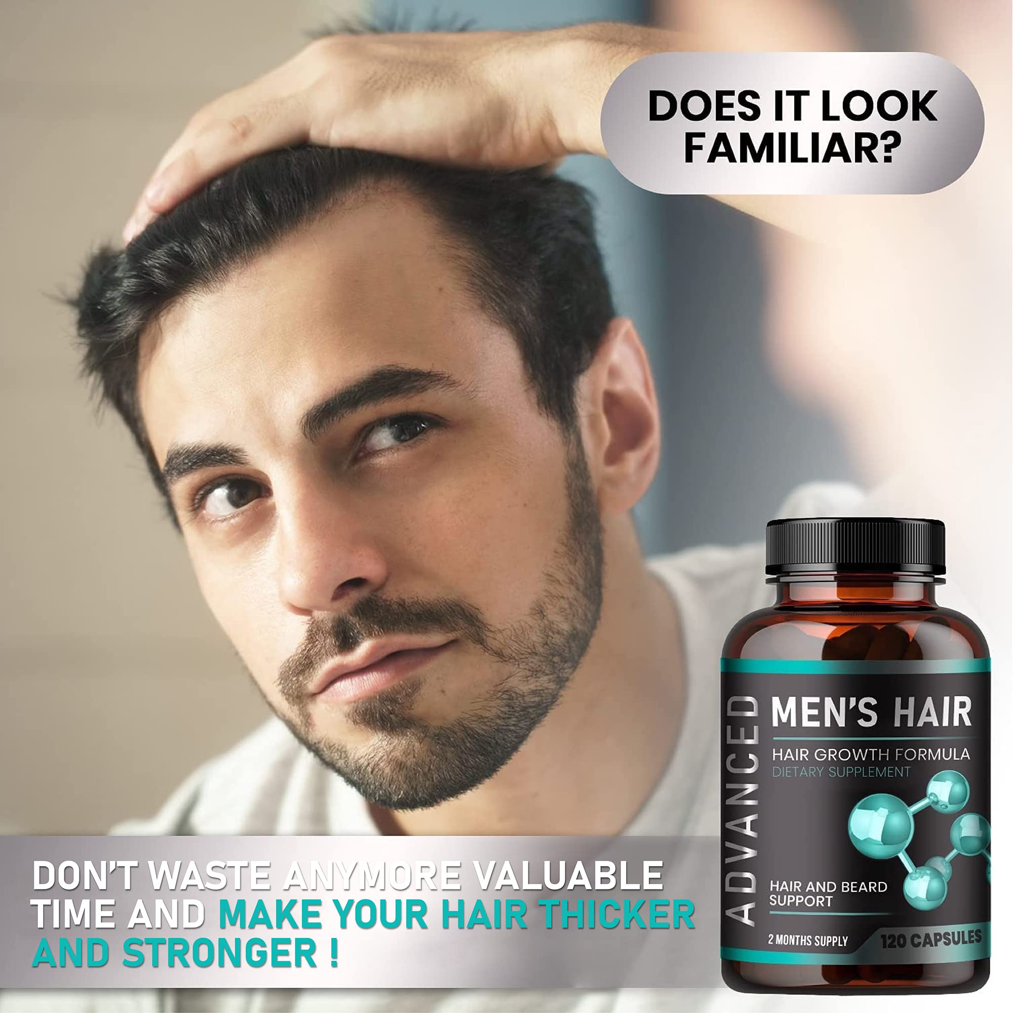 Ingredient blend label on NutraPro bottle highlights biotin, saw palmetto, and more.