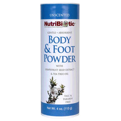 NutriBiotic body and foot powder bottle for daily dryness management.