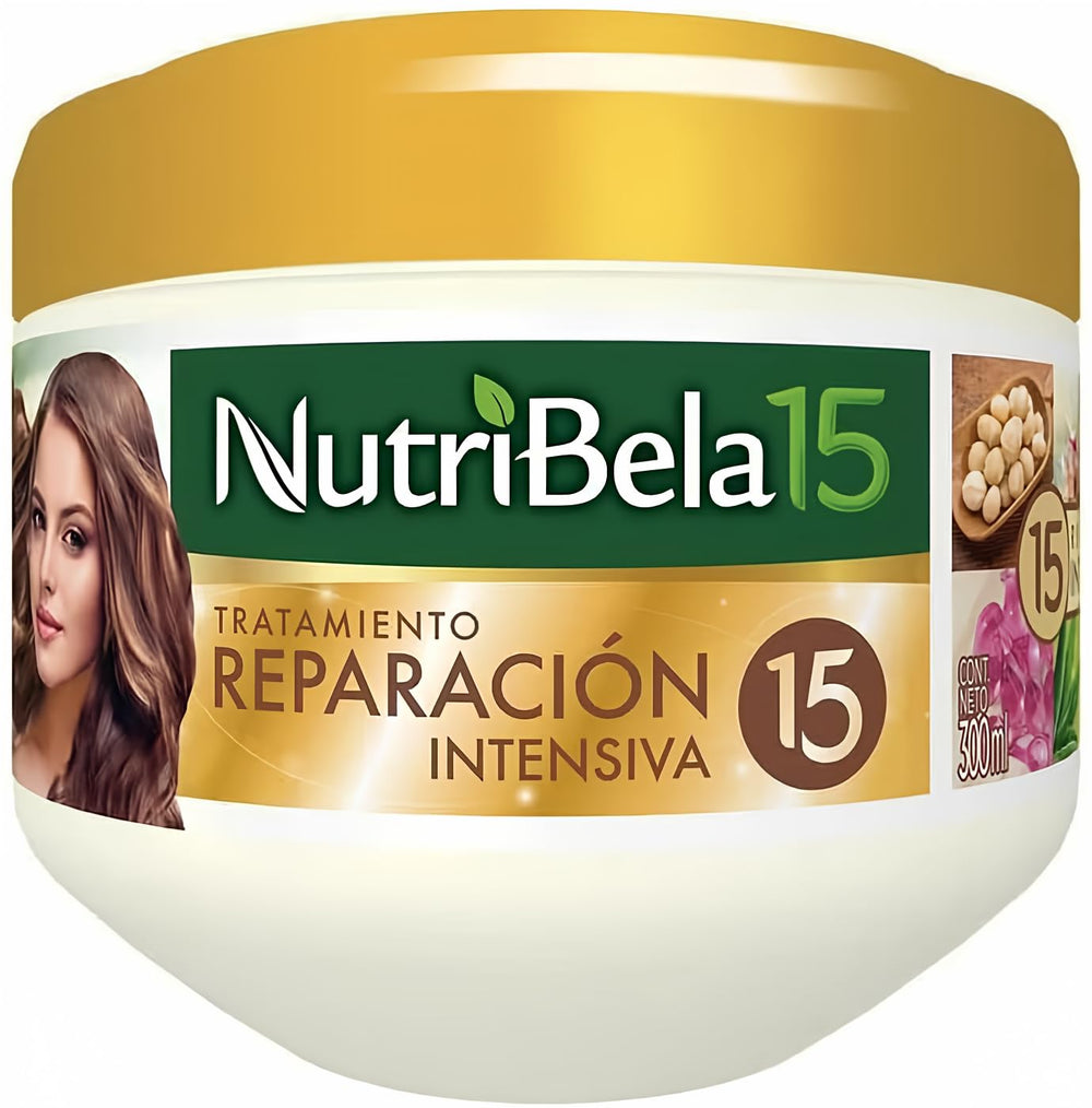 Nutribela15 Reparación Intensiva: botella de 300 ml para reparación, desenredo y brillo