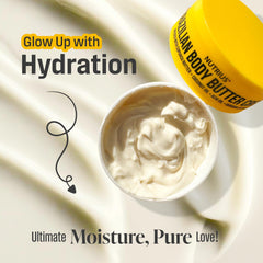 Close-up shows the Nutrius Coco Berry Bliss butter texture for velvety skin.