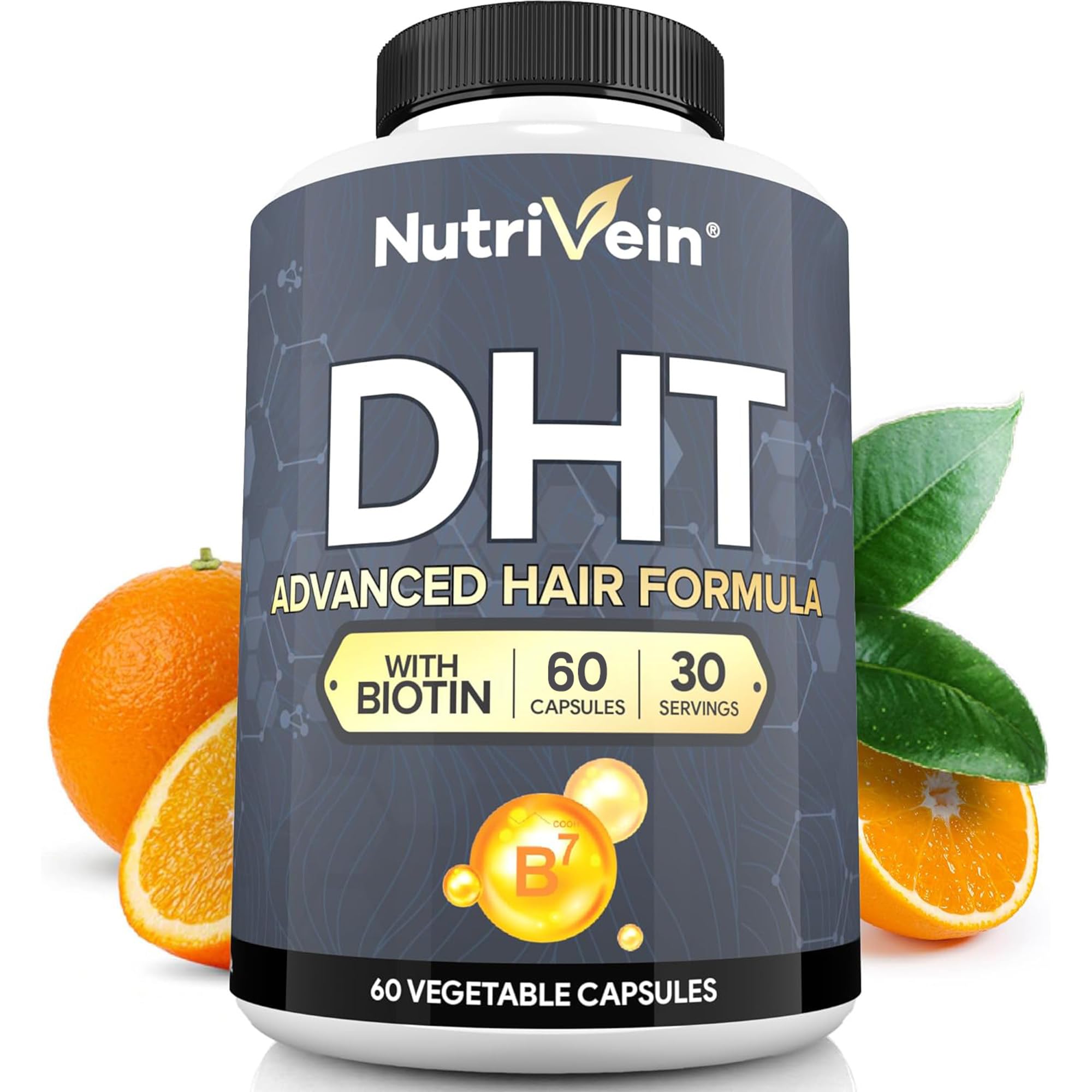 Nutrivein DHT Blocker botella de 60 cápsulas para apoyar la salud capilar diaria